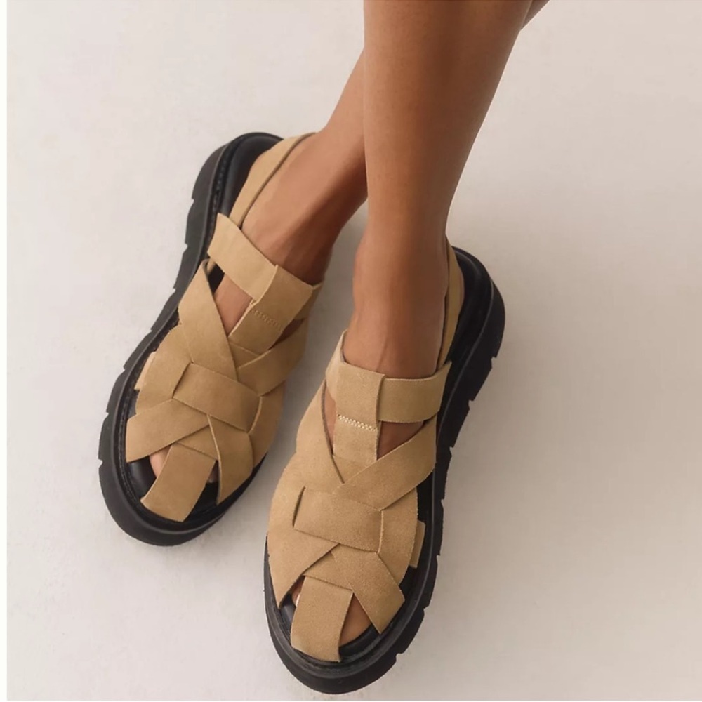 Pilcro Woven Suede Leather Franja Flatform Sandals Size 39 Lug Sole
